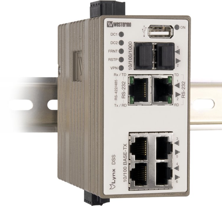 El conmutador servidor de dispositivos de Westermo ofrece conexión IP a dispositivos serie preinstalados y funcionalidad de enrutamiento